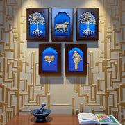 Brass Blue Harmony Wall Art Set