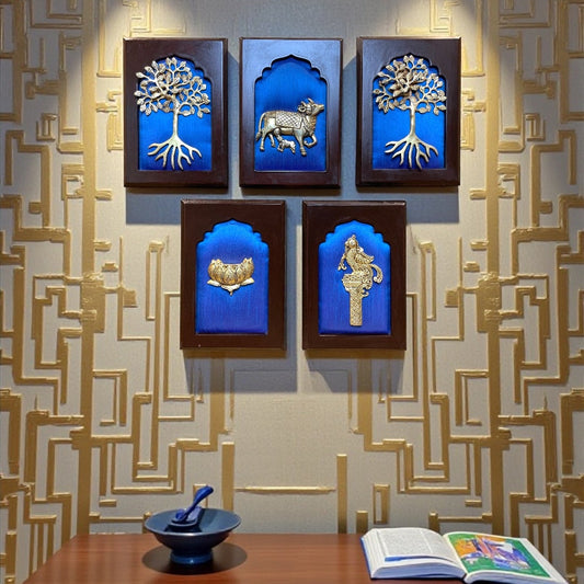 Brass Blue Harmony Wall Art Set