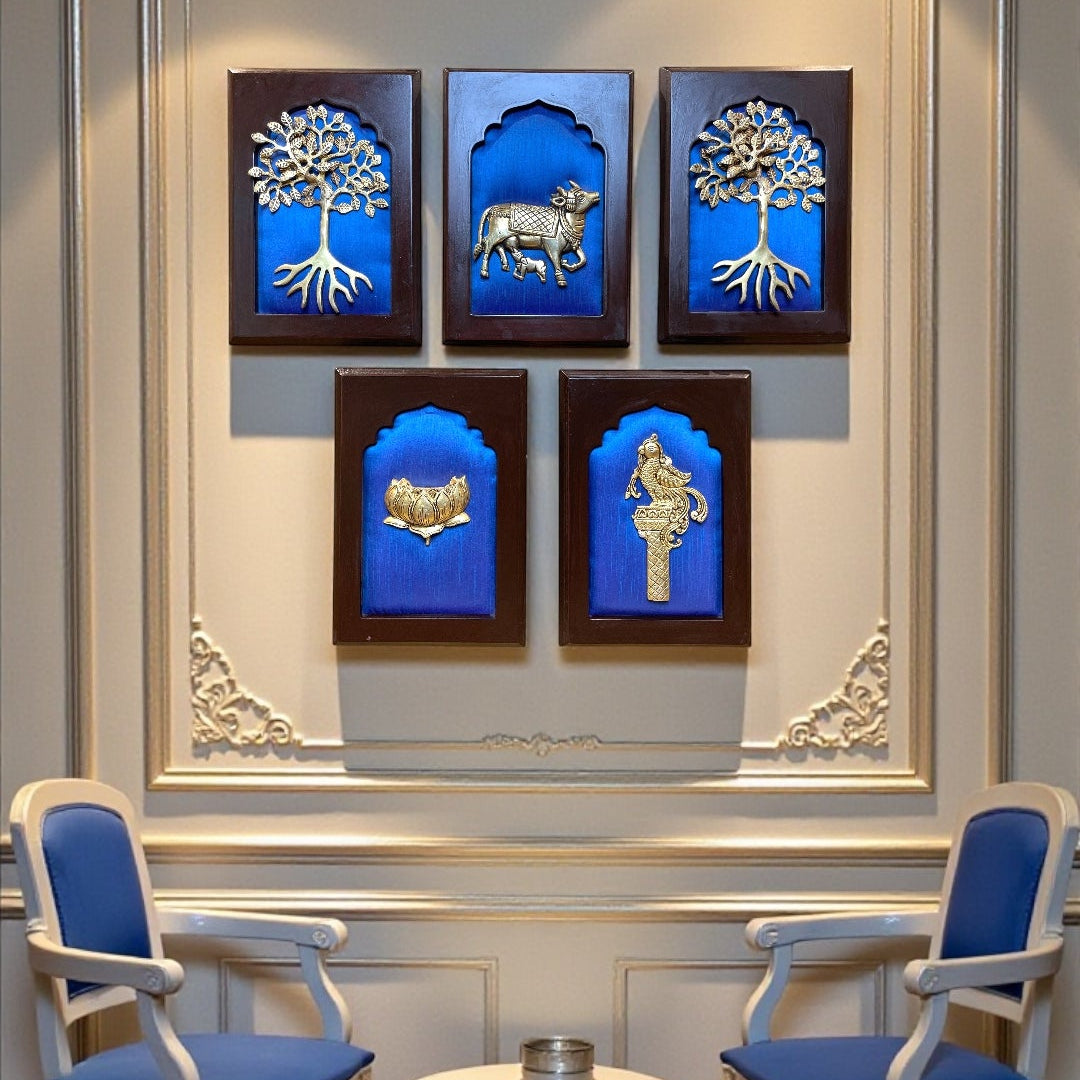Brass Blue Harmony Wall Art Set