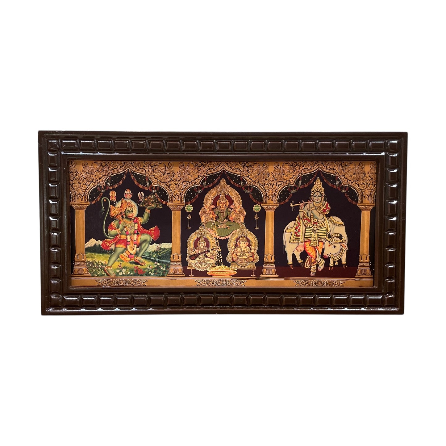 5-in-1 Divine Gold Leafed Art – Hanuman, Lakshmi, Ganesh, Saraswati & Krishna