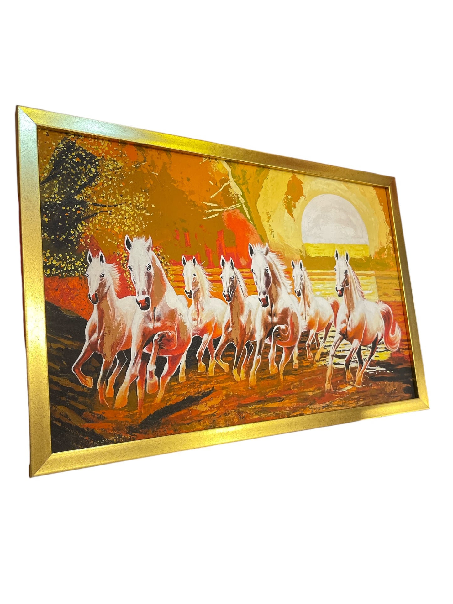 Seven Running Horses Canvas Print with Frame