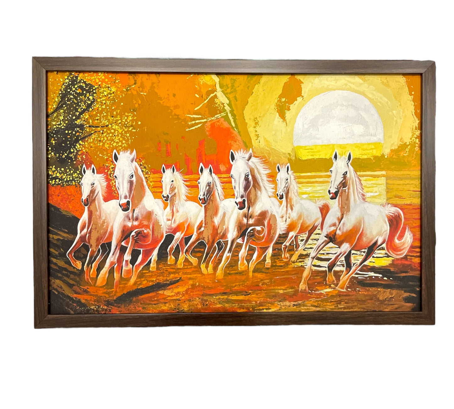 Seven Running Horses Canvas Print with Frame