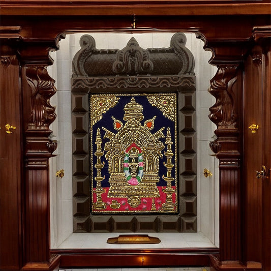 Manjunath Swamy Tanjore Painting in Wooden Temple Frame