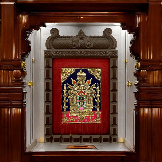 Manjunath Swamy Tanjore Painting in Wooden Temple Frame