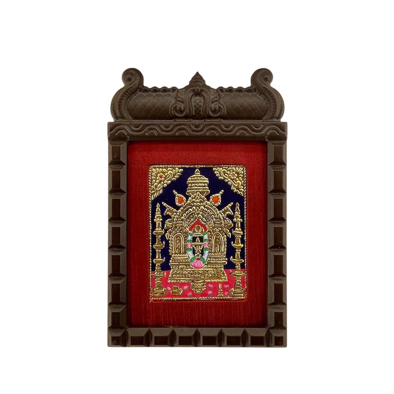 Manjunath Swamy Tanjore Painting in Wooden Temple Frame