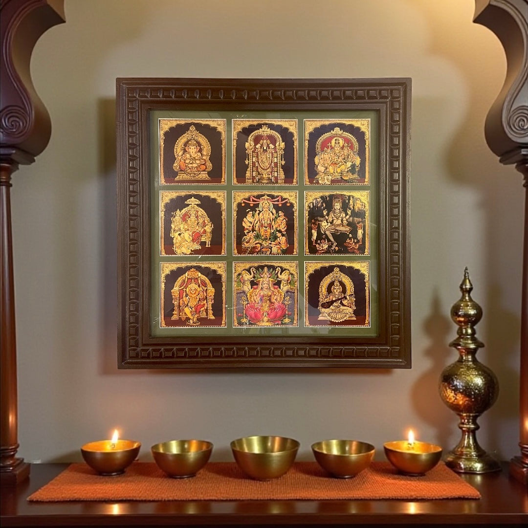9 Gods in One Frame – Luxury Gold Leaf Spiritual Art