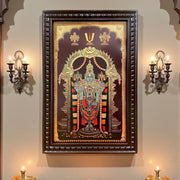 Tirupati Venkateswara Gold Leafed Art in Engineered Wooden Frame