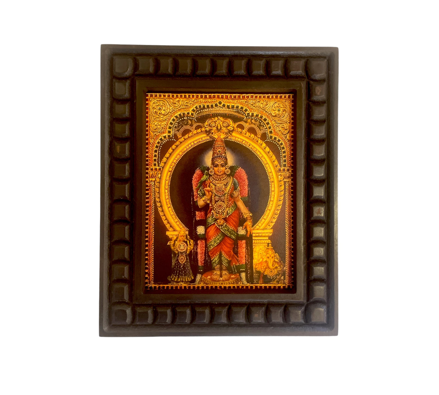 Bangaru Kamakshi Gold leafed Art Within Wooden Frame