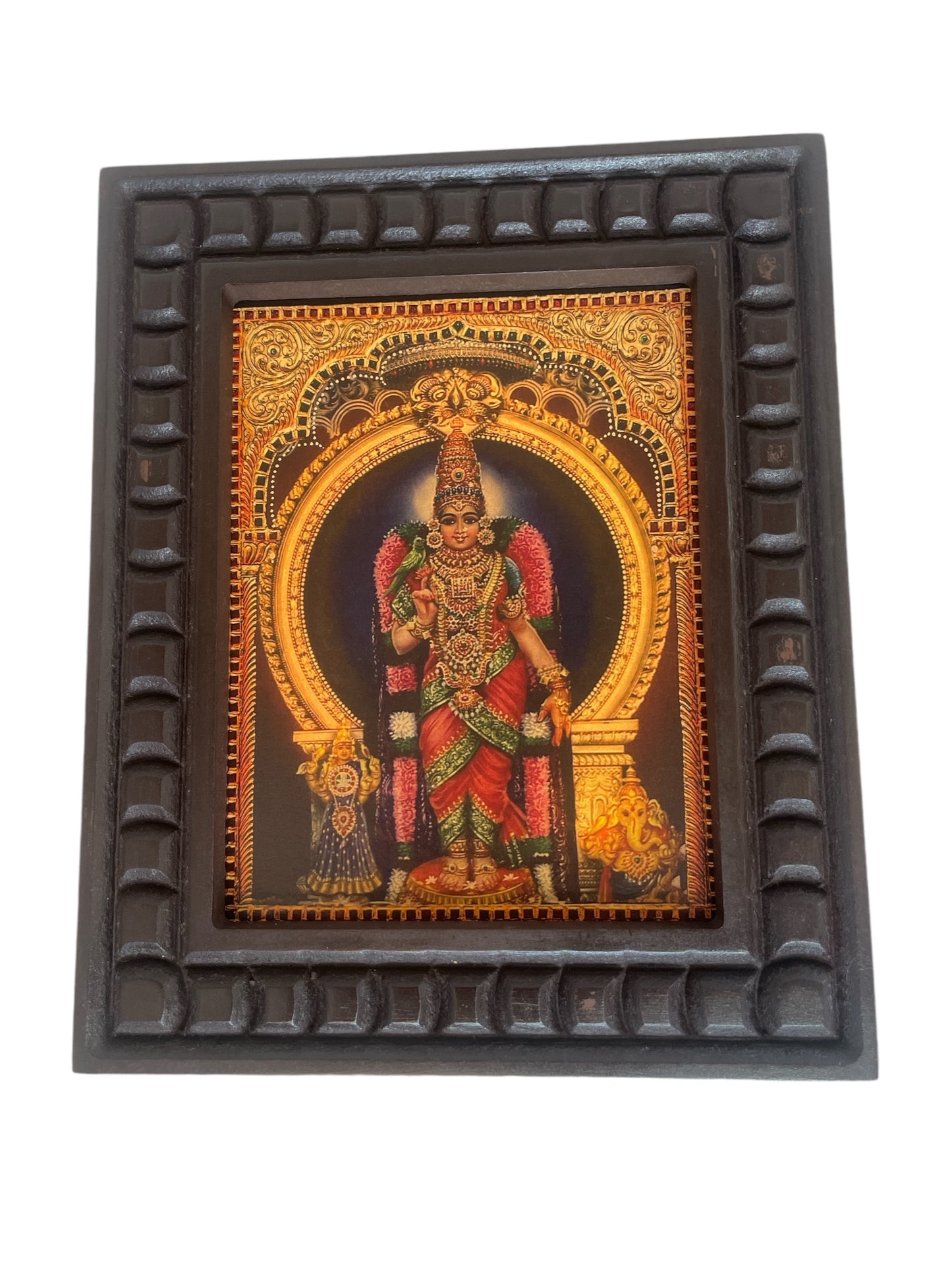 Bangaru Kamakshi Gold leafed Art Within Wooden Frame