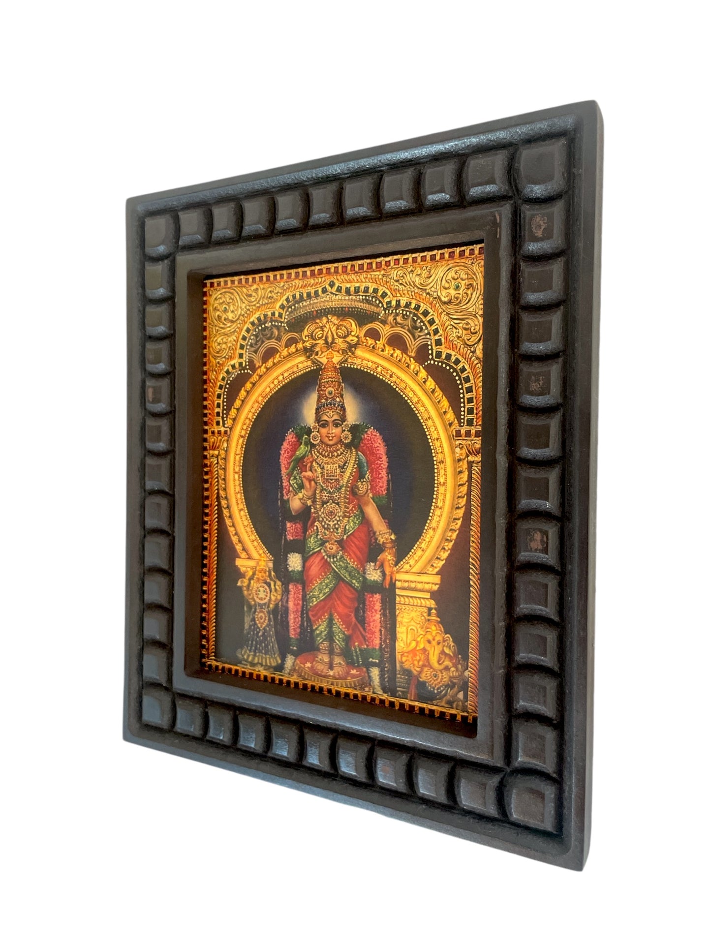 Bangaru Kamakshi Gold leafed Art Within Wooden Frame