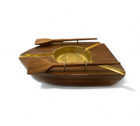 Sailboat Ashtray Wood & Brass