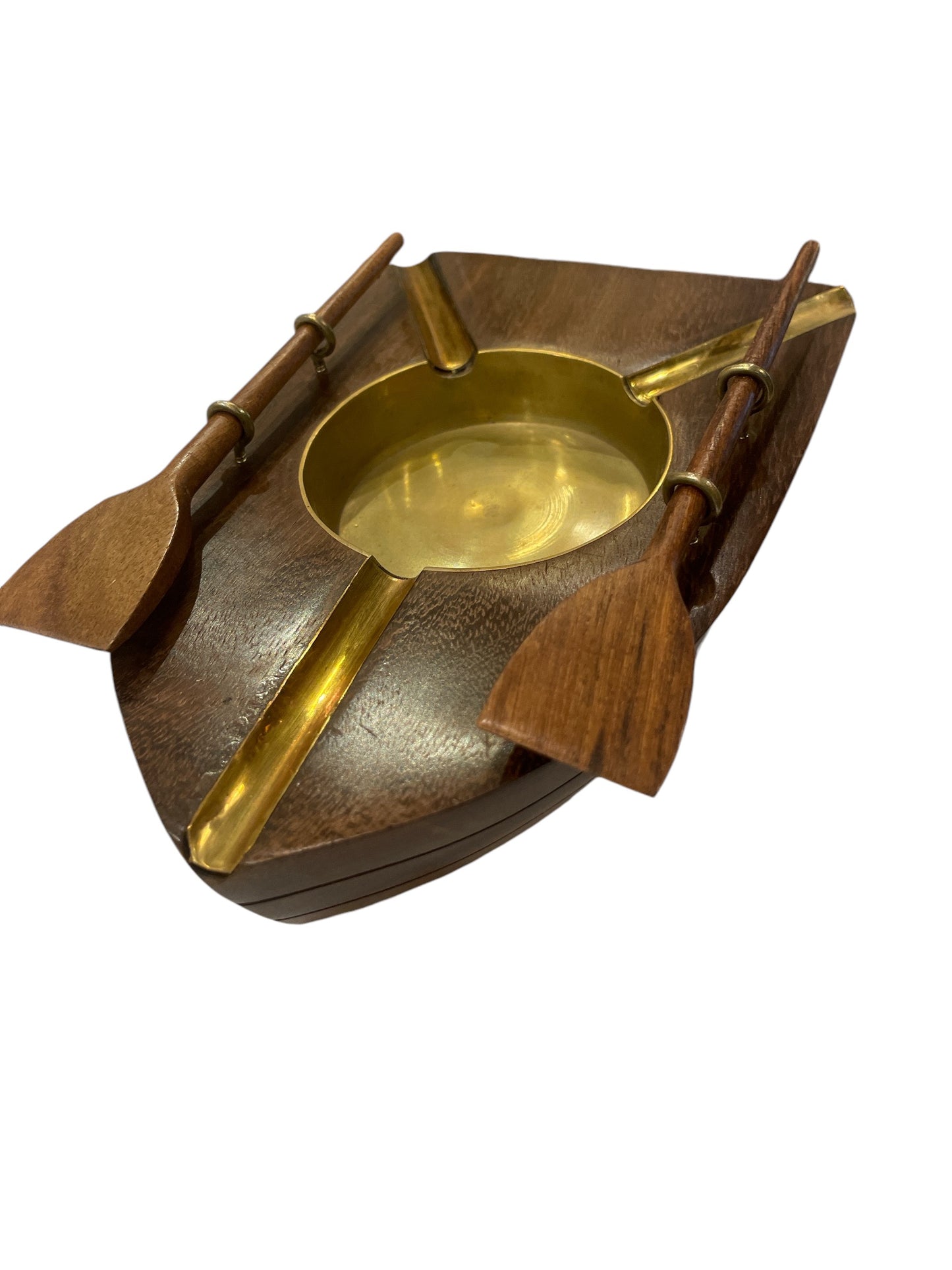 Sailboat Ashtray Wood & Brass