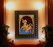 Pithambari Devi ( Baglamukhi ) Gold Foiled Art within wooden Frame