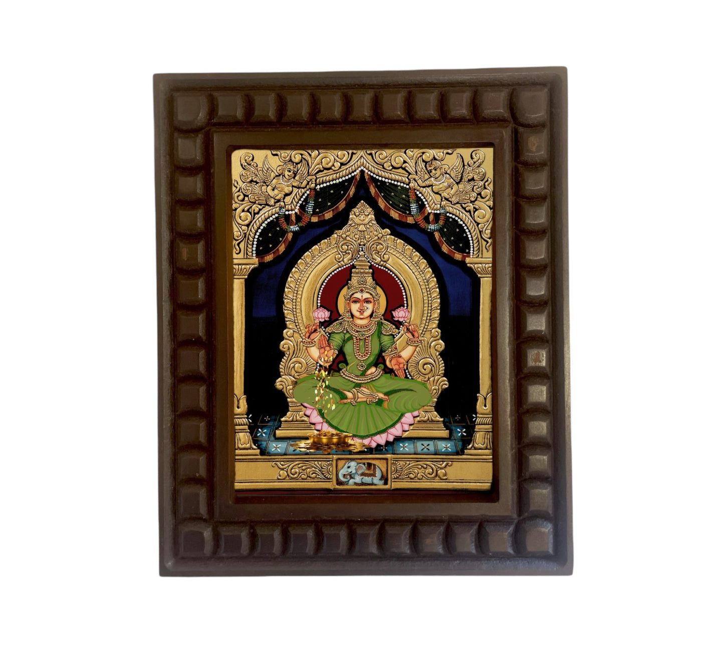 Lakshmi-2 Gold Leafed Art within Wooden frame