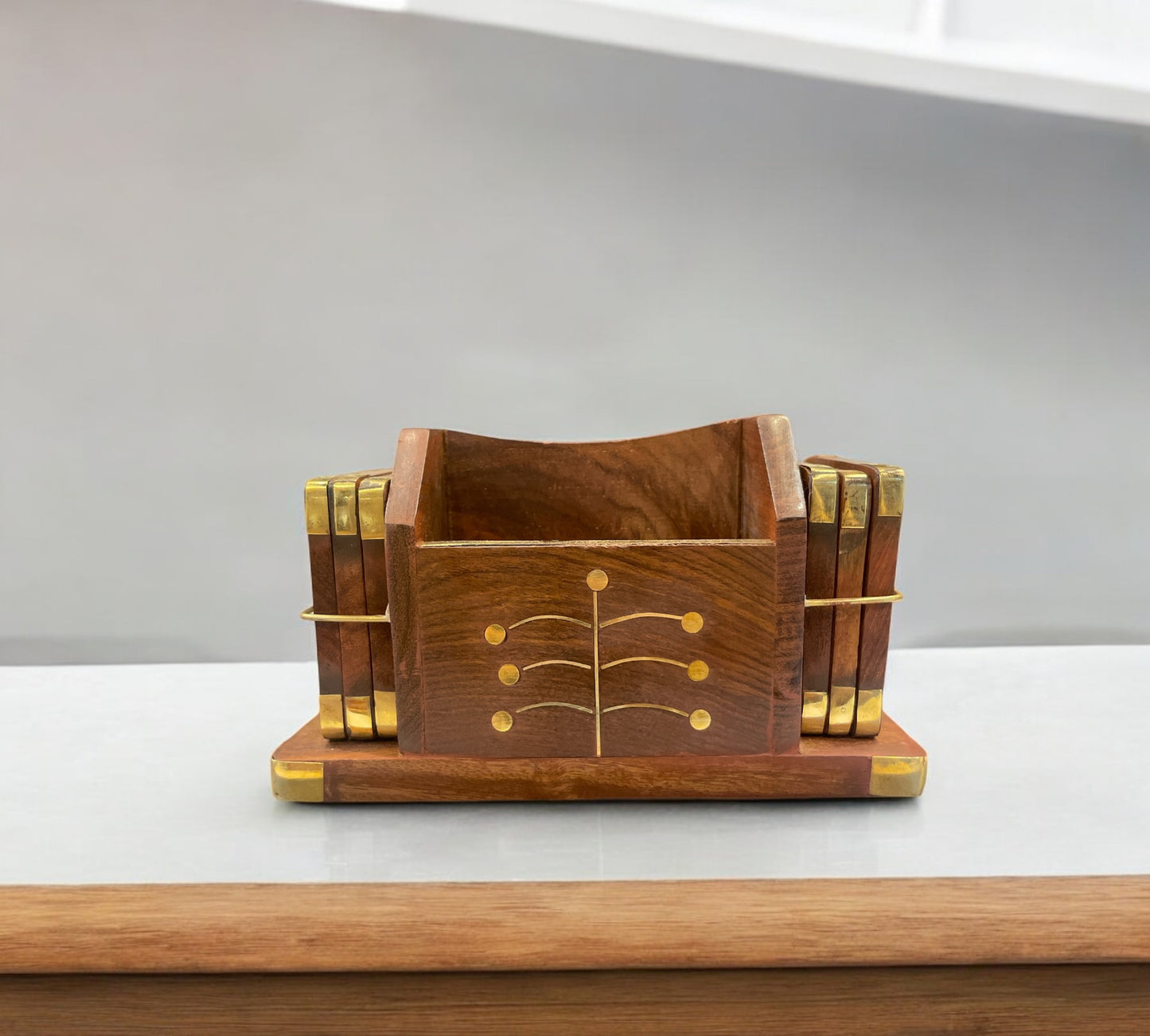 Wooden Pen Holder & Coaster