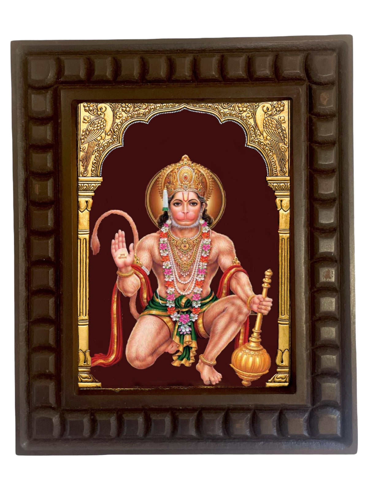 Hanuman Gold Foiled Art within wooden frame