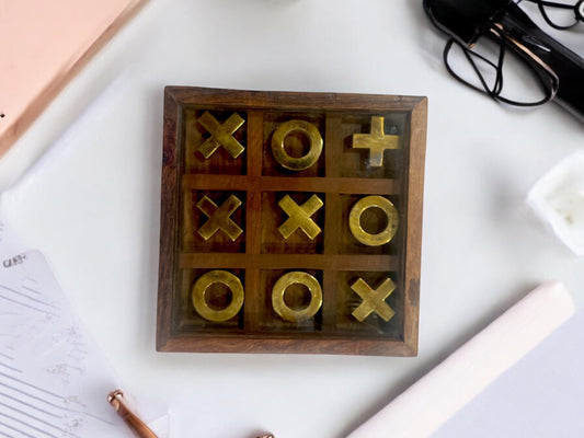 Wooden Tic-Tac-Toe Game Box