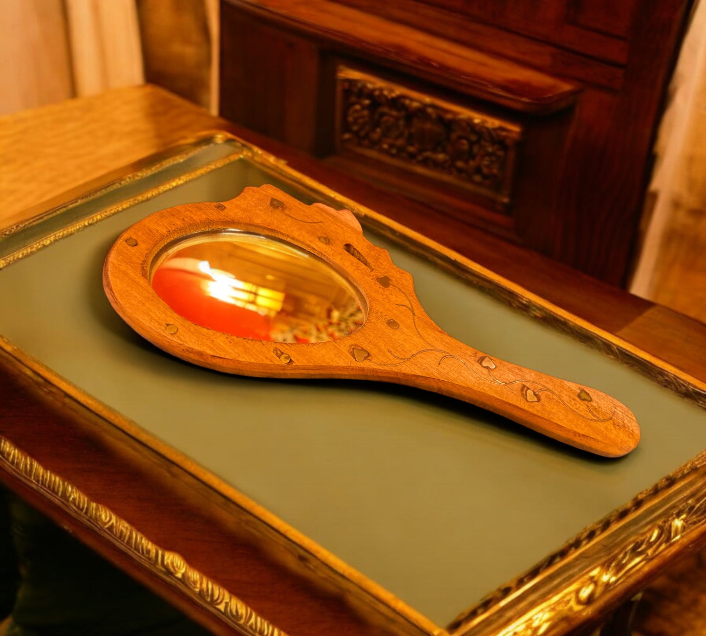 Wooden Hand Mirror