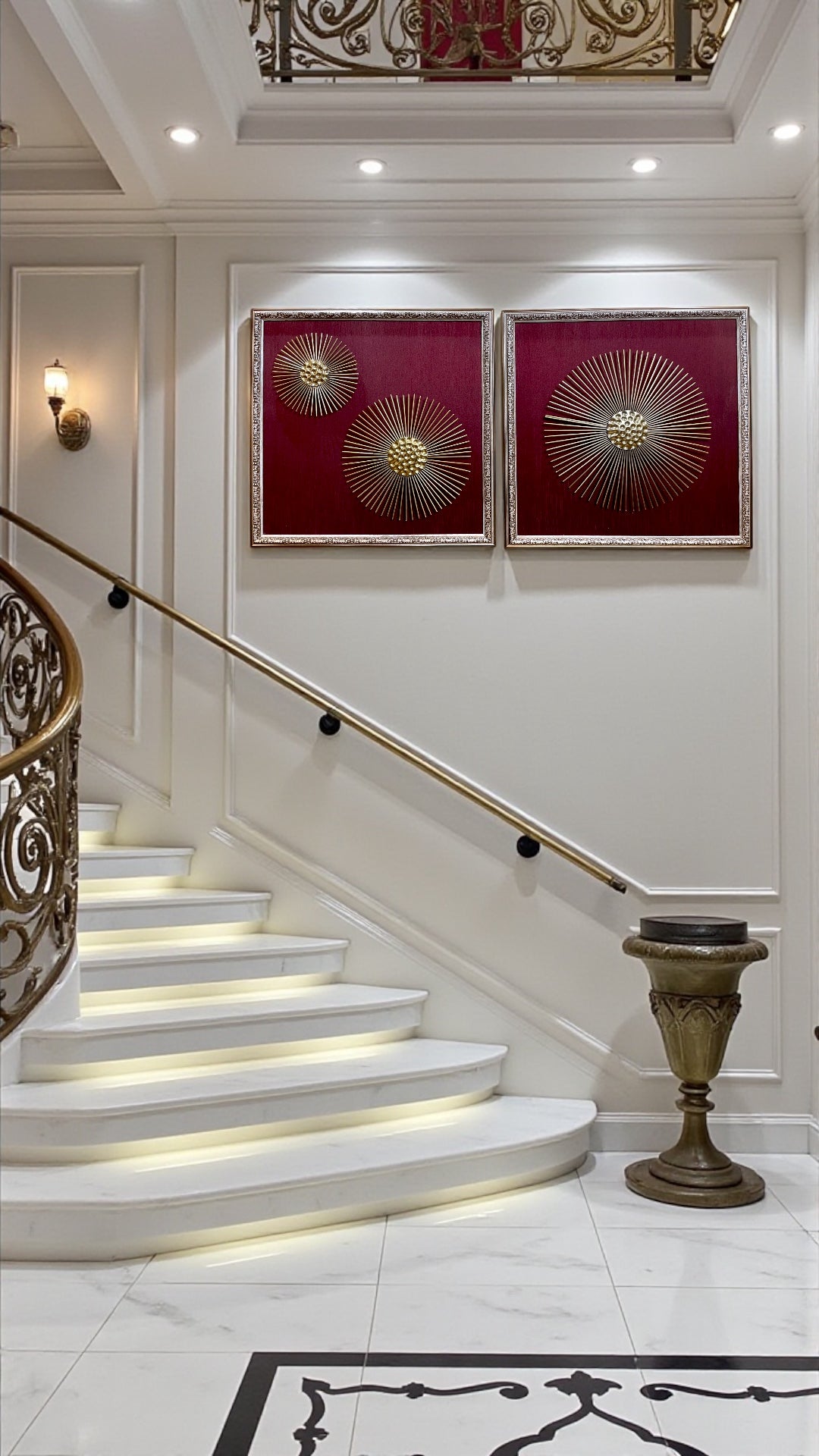 Radiant Sunburst Steel Metal Wall Art with Luxe Frame