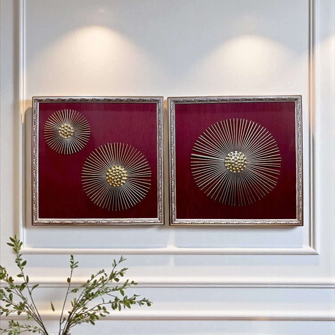 Radiant Sunburst Steel Metal Wall Art with Luxe Frame