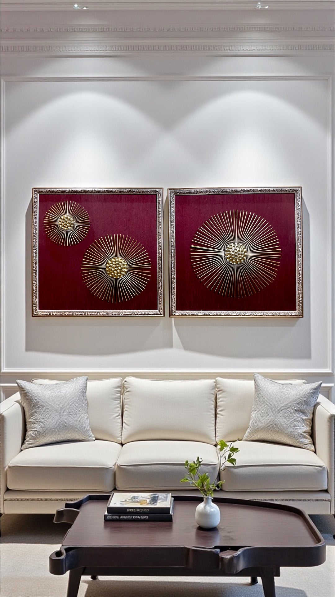 Radiant Sunburst Steel Metal Wall Art with Luxe Frame