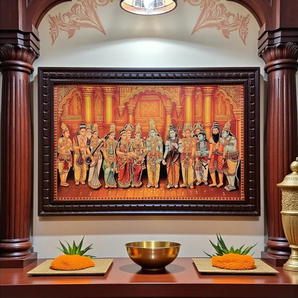 Srinivasa Kalyanam Gold foiled artwork in wooden frame