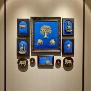 Royal Brass Wall Art on Blue Silk Backdrop