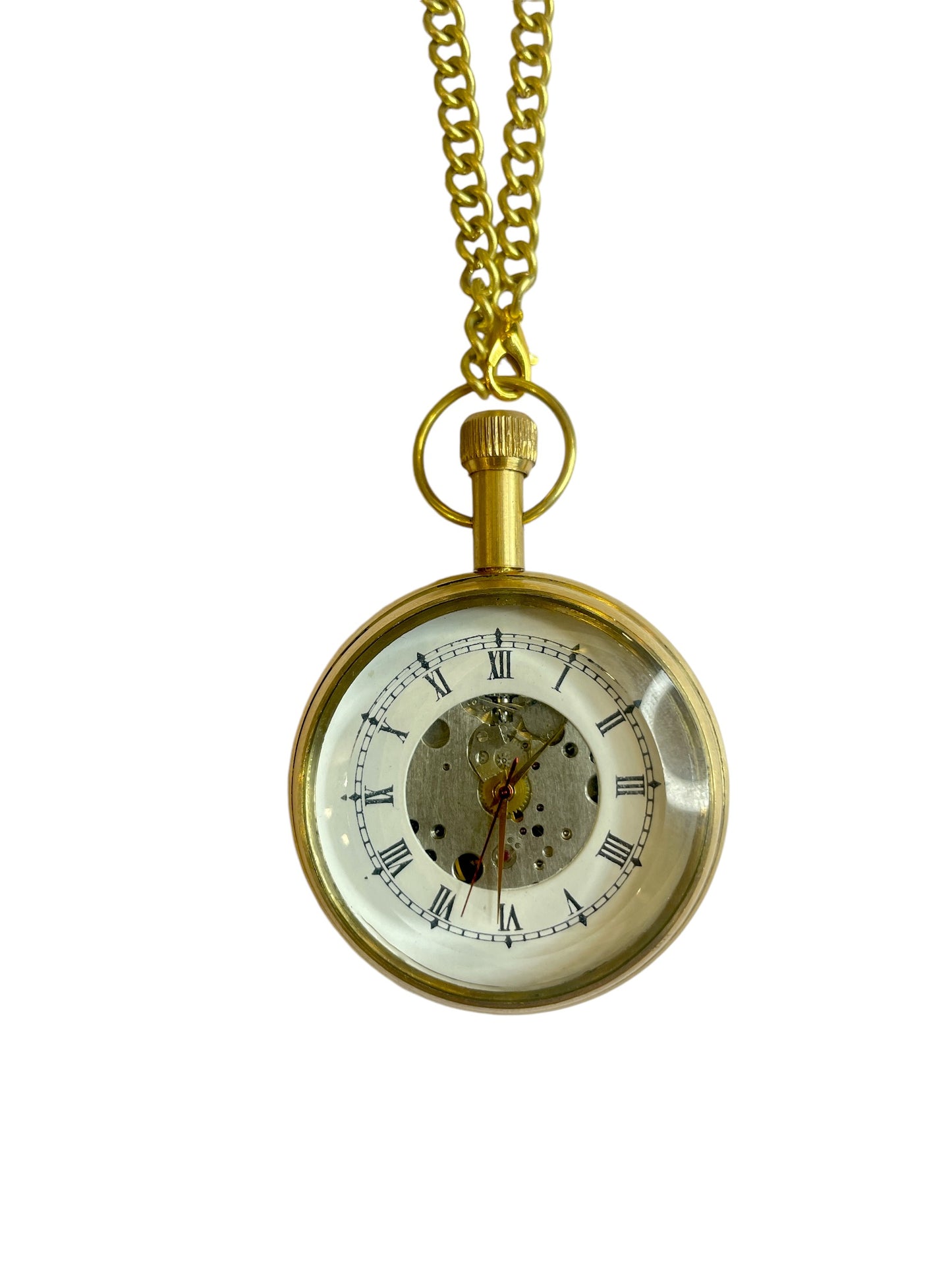 Mechanical Vintage Pocket Watch - (White) with Wooden box