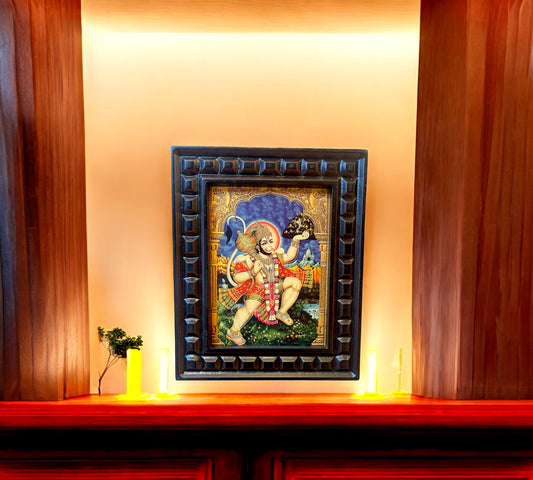 Hanuman - 2  Gold Foiled Art within Wooden Frame