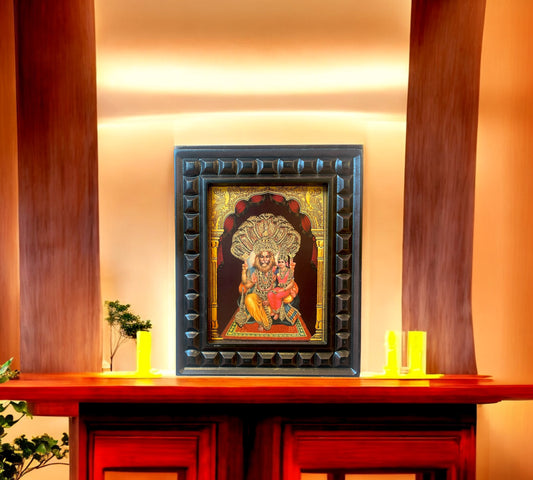 Lakshmi Narasimha-2 Gold Leafed ArtWith Wooden Frame