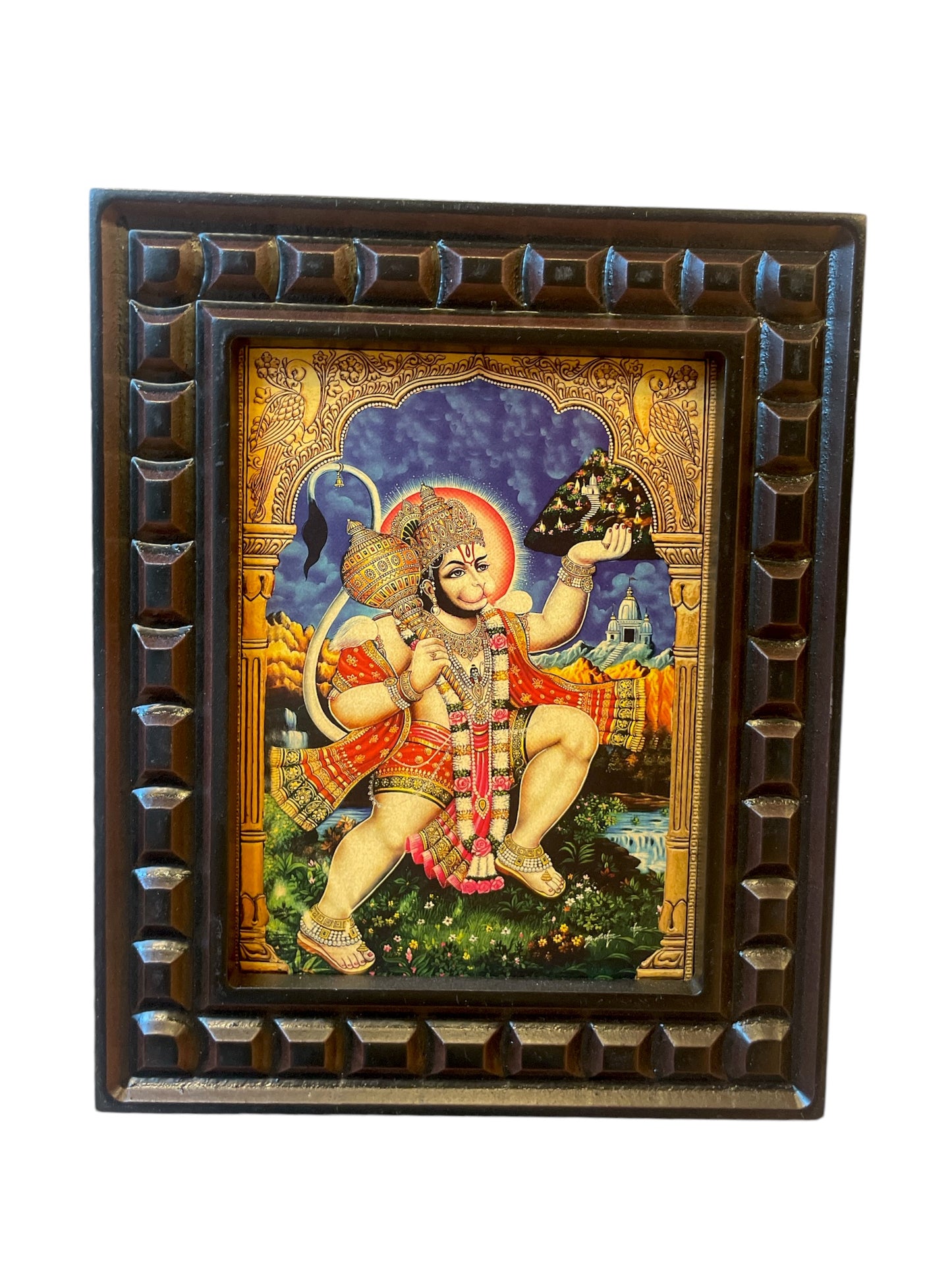 Hanuman - 2  Gold Foiled Art within Wooden Frame