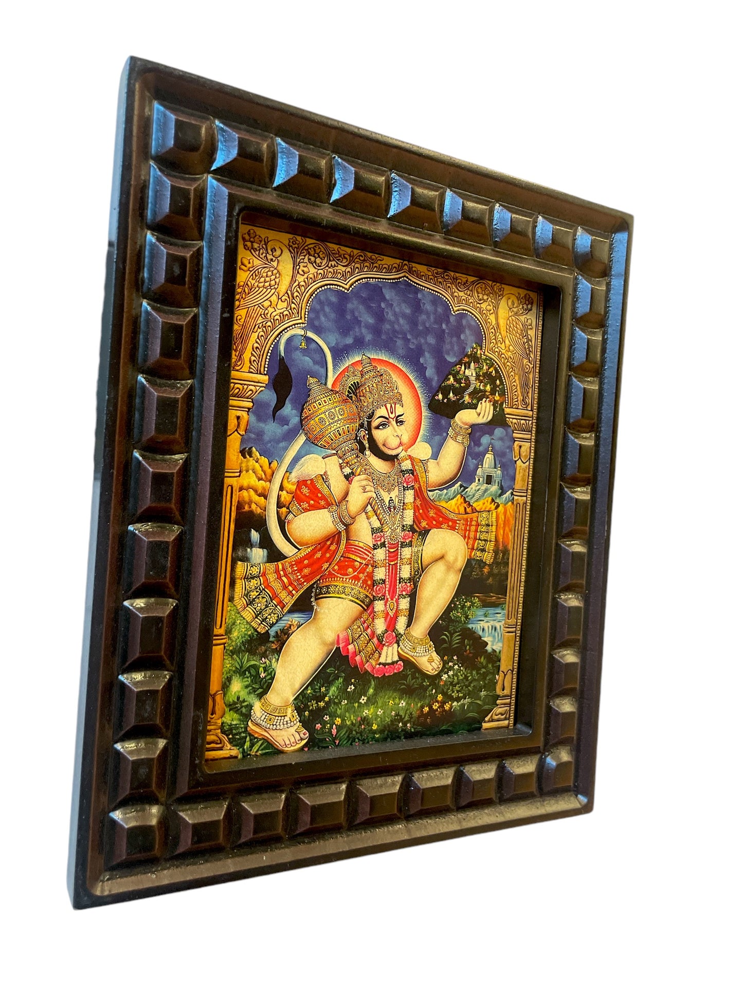 Hanuman - 2  Gold Foiled Art within Wooden Frame