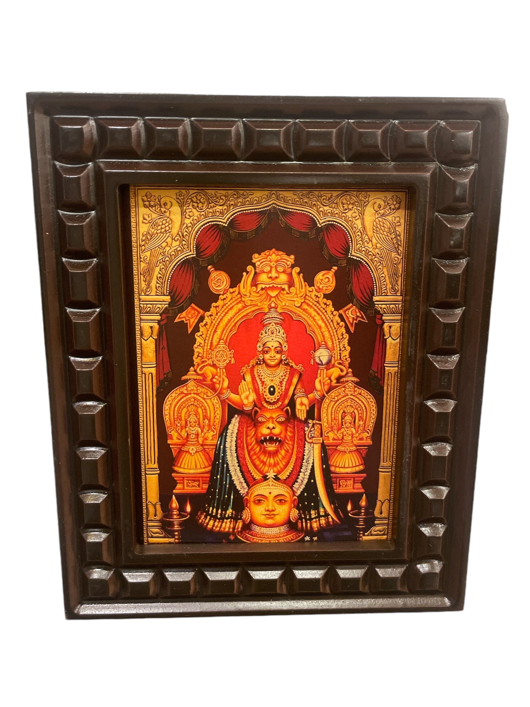 Mookambika Devi Gold foiled Art within wooden frame