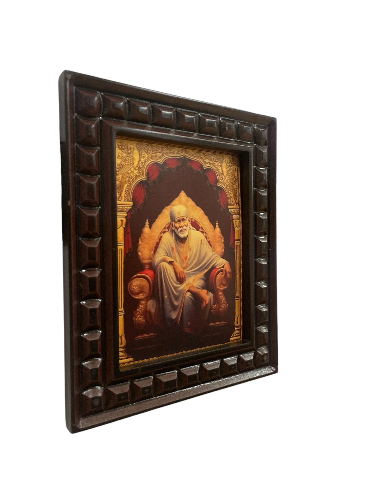 Sai Baba -2 Gold foiled art within wooden frame