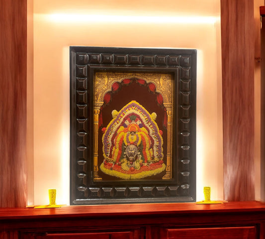 Sri Banashankari amma Gold foiled Art within wooden Frame