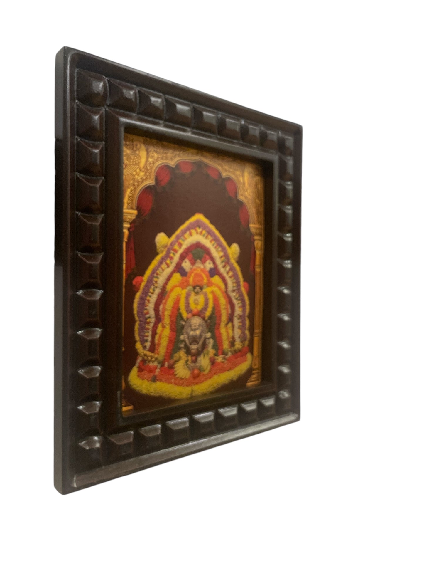 Sri Banashankari amma Gold foiled Art within wooden Frame