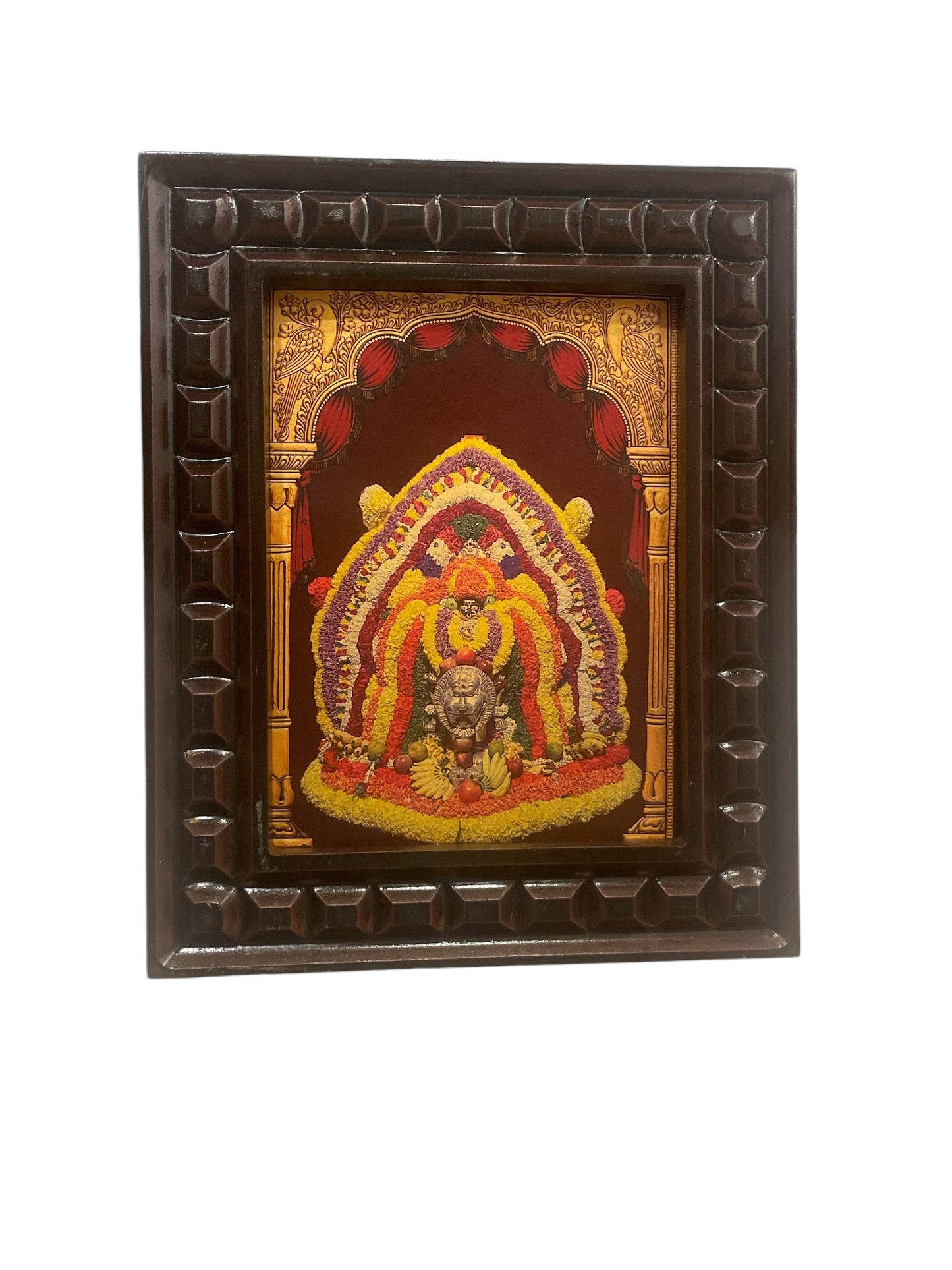 Sri Banashankari amma Gold foiled Art within wooden Frame