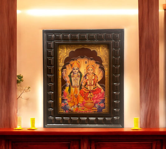 Lakshmi Narayana Gold foiled art Within wooden frame