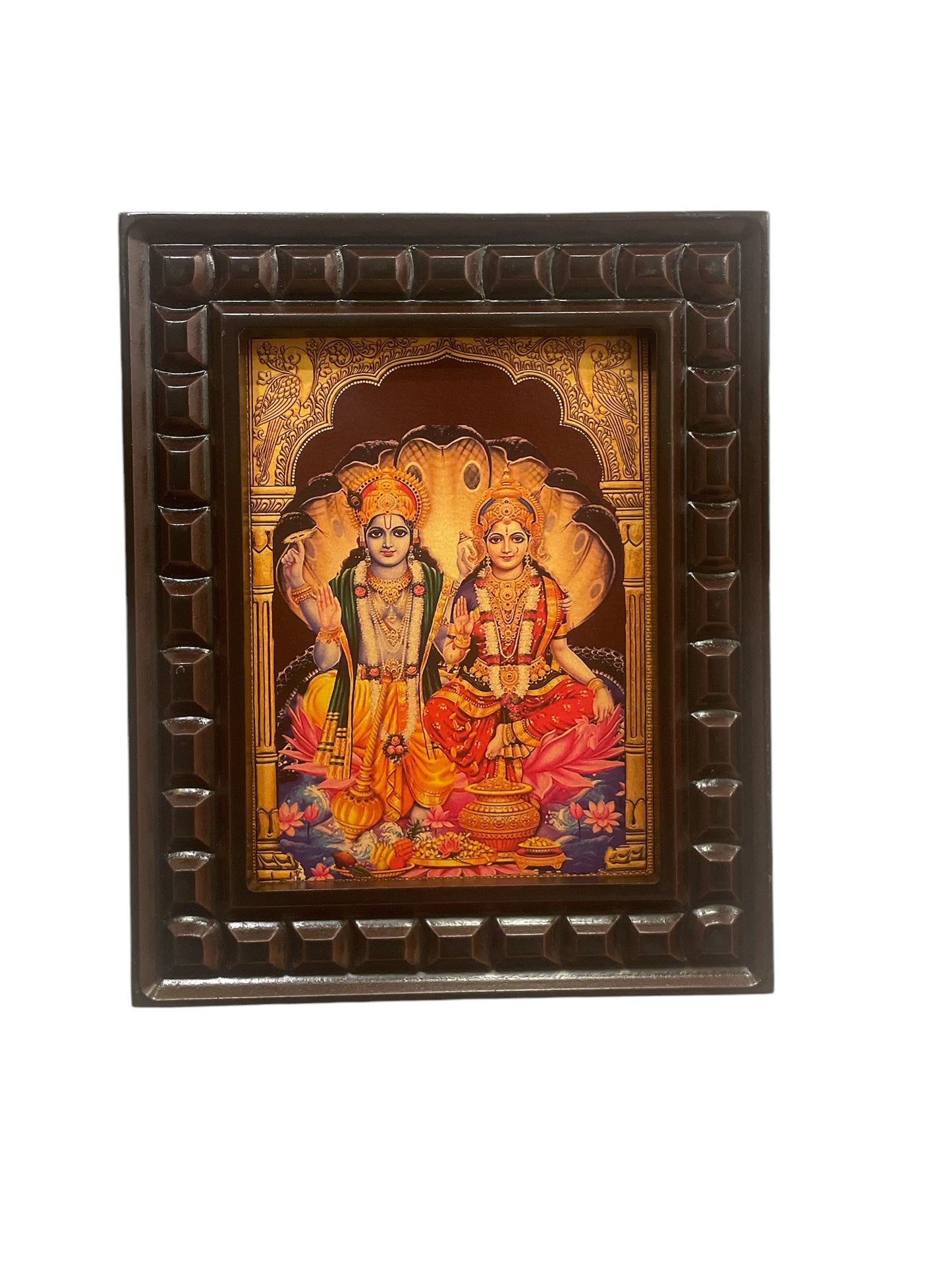 Lakshmi Narayana Gold foiled art Within wooden frame