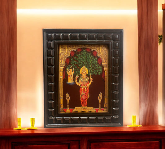 Kanniga Parameswari Gold foiled art within Wooden frame