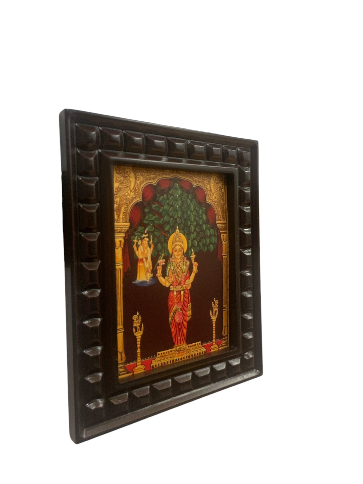 Kanniga Parameswari Gold foiled art within Wooden frame