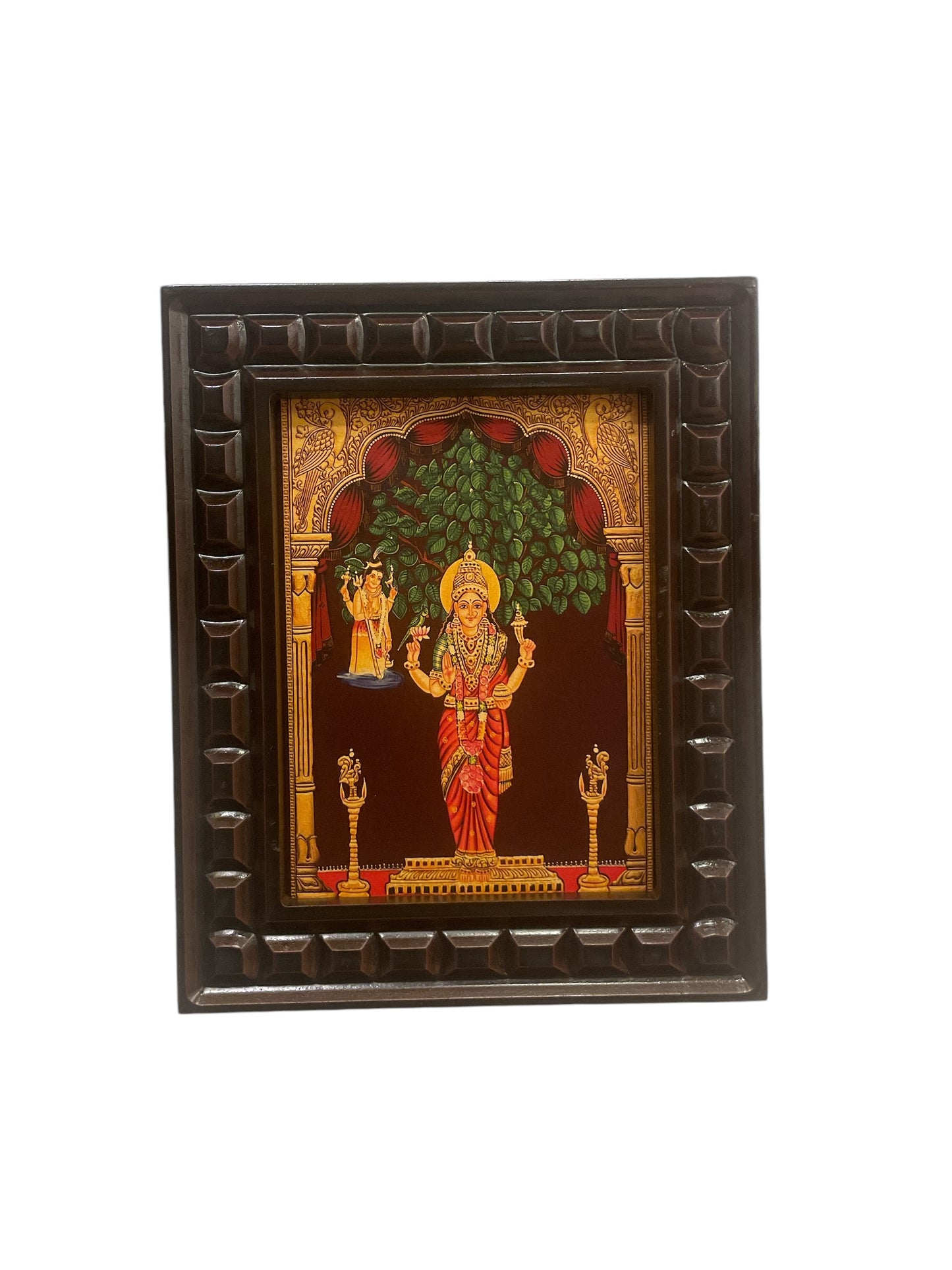 Kanniga Parameswari Gold foiled art within Wooden frame