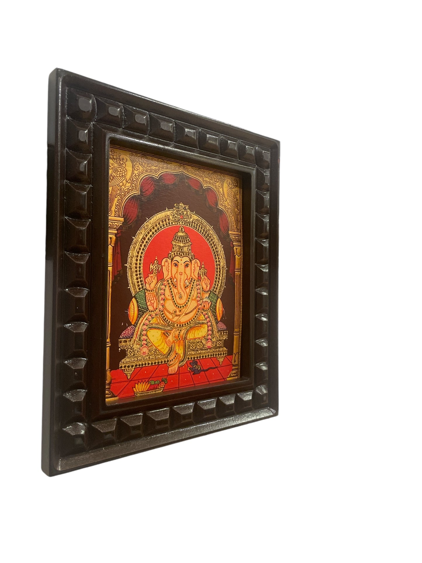 Shree Ganesha-2 Gold Leafed Art With Wooden Frame