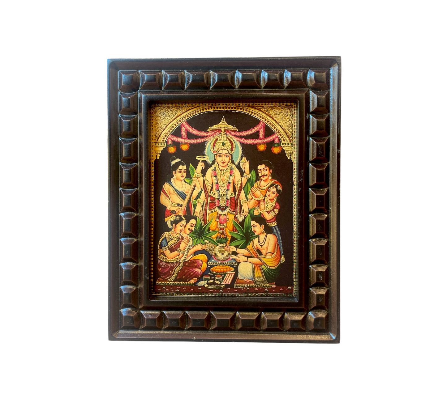 Satyanarayana Swamy - 2 Gold Leafed Art With Wooden frame