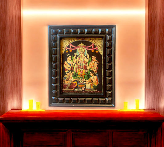 Satyanarayana Swamy - 2 Gold Leafed Art With Wooden frame