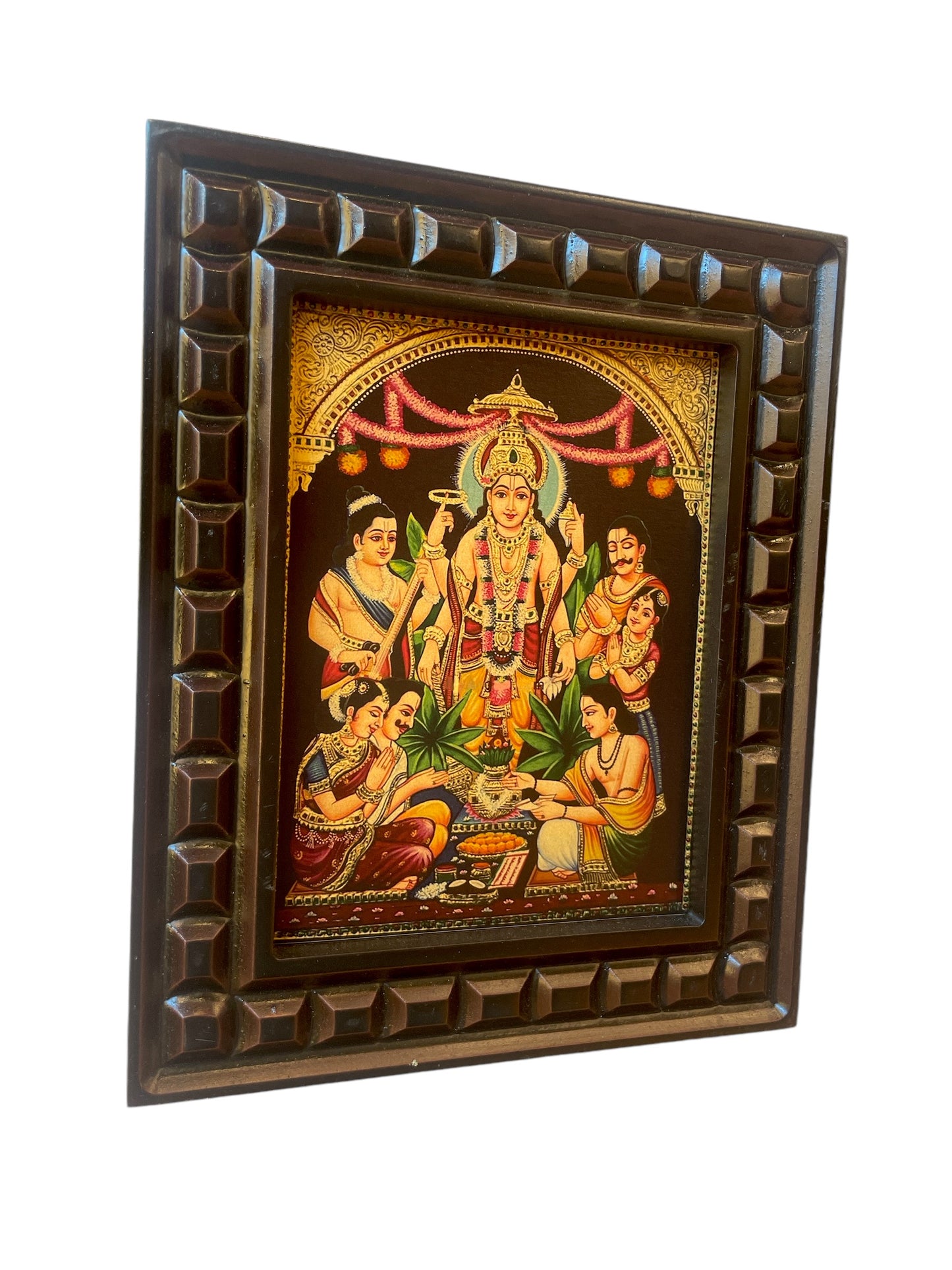 Satyanarayana Swamy - 2 Gold Leafed Art With Wooden frame