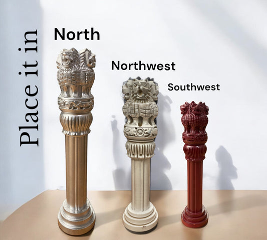 Set of Three Ashoka Pillar; White , Red & Silver