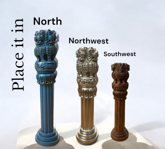 Set Of Three Ashoka pillar - Blue, Silver & Earth tone