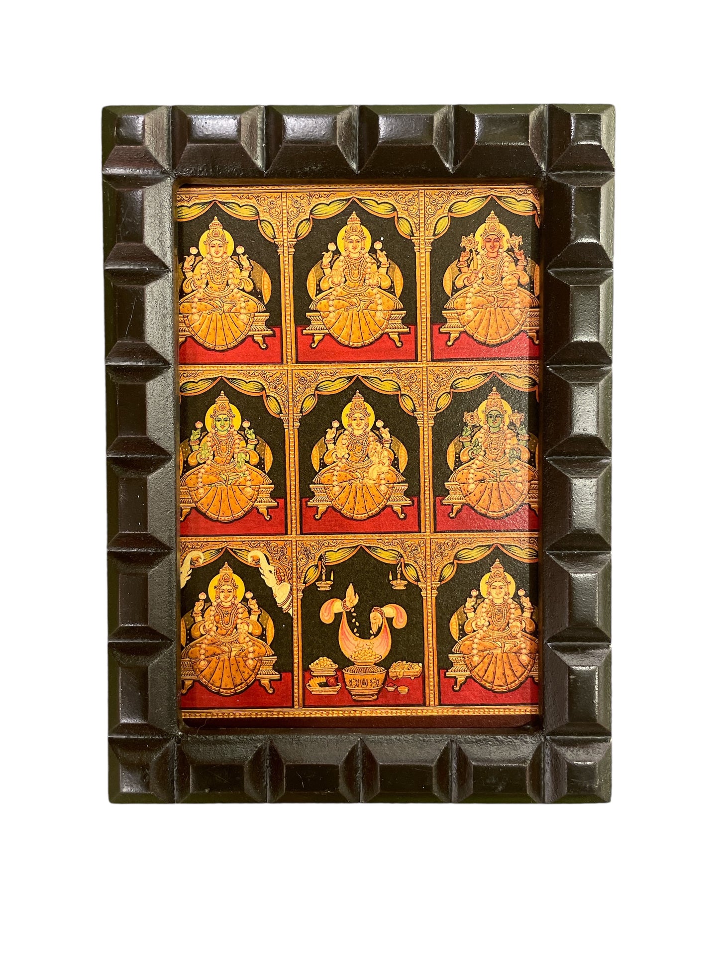 Asta Lakshmi Gold Leafed Art  With Wooden Frame