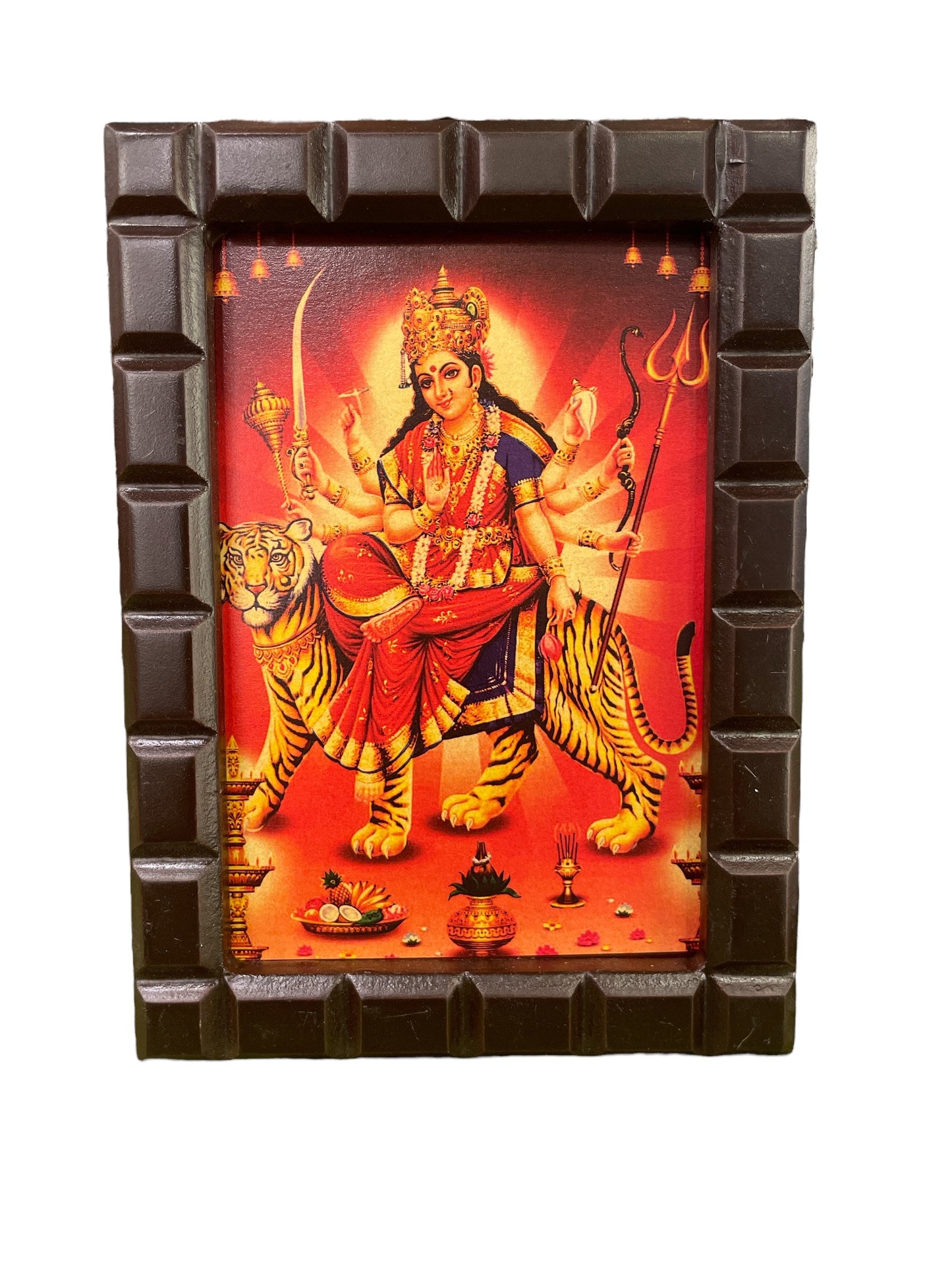 Durga Devi Gold Leafed Art with Wooden Frames